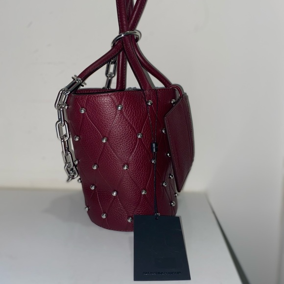 Alexander Wang Burgundy Leather Mini Runway Roxy Studded Bucket Bag - Picture 2 of 4